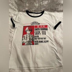 hot topic white my hero academia todoroki short sleeve tee